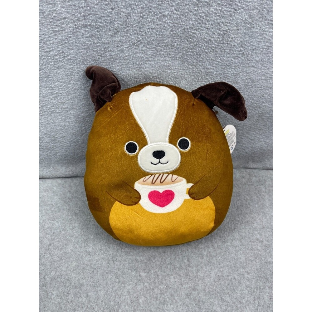 Kelly Toy‎ Squishmallow Bernie St Bernard Dog 9" Heart Soft Pillow Coffee Latte